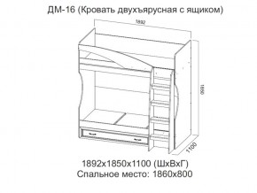 ДМ-16 Кровать двухъярусная с ящиком в Ирбите - irbit.магазин96.com | фото